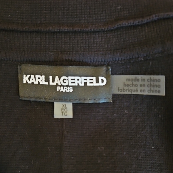 Karl Lagerfeld Knit Blazer Black White Goldtone Buttons Pockets Cotton - Picture 4 of 9